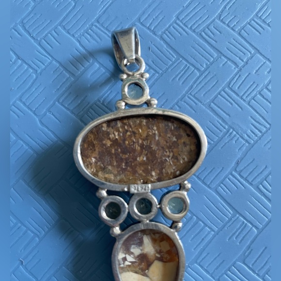925 Sterling Silver And Jasper Pendant. Stamped. - Picture 3 of 7